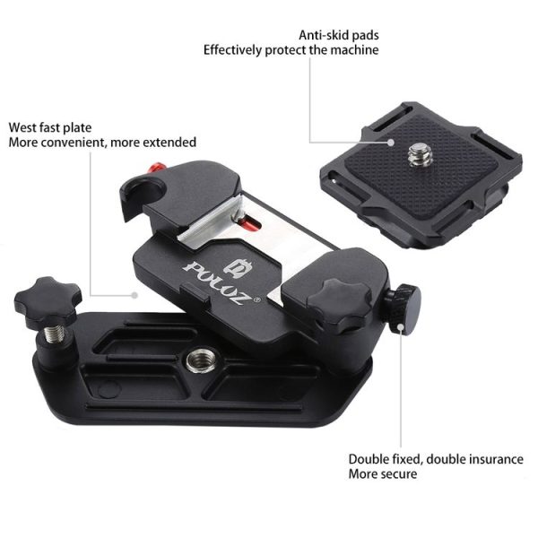 PULUZ Capture Camera Clip Aluminum Alloy Quick Release Clip with Plate (Red) - Image 5