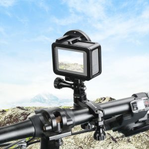 PULUZ 360 Degree Rotation Bike Aluminum Handlebar Adapter Mount with Screw for GoPro, Insta360, DJI and Other Action Cameras (Black)