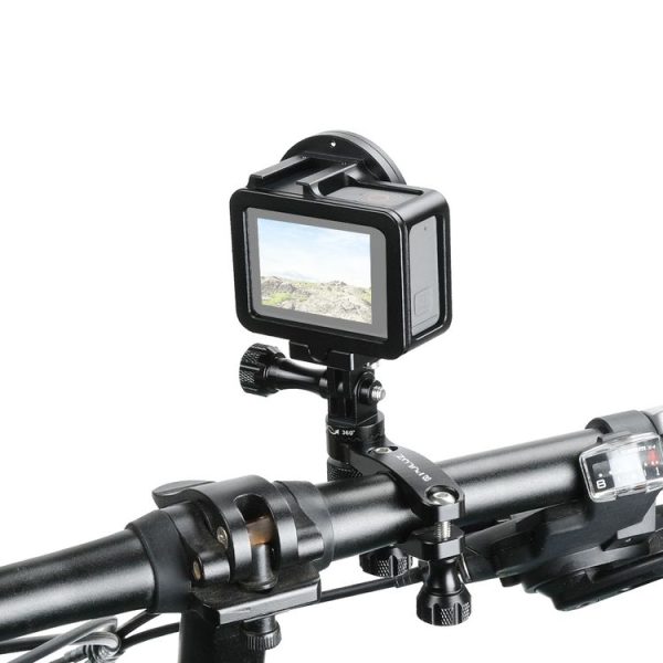 PULUZ 360 Degree Rotation Bike Aluminum Handlebar Adapter Mount with Screw for GoPro, Insta360, DJI and Other Action Cameras (Black) - Image 2