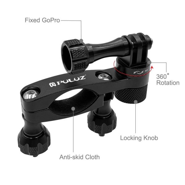 PULUZ 360 Degree Rotation Bike Aluminum Handlebar Adapter Mount with Screw for GoPro, Insta360, DJI and Other Action Cameras (Black) - Image 5