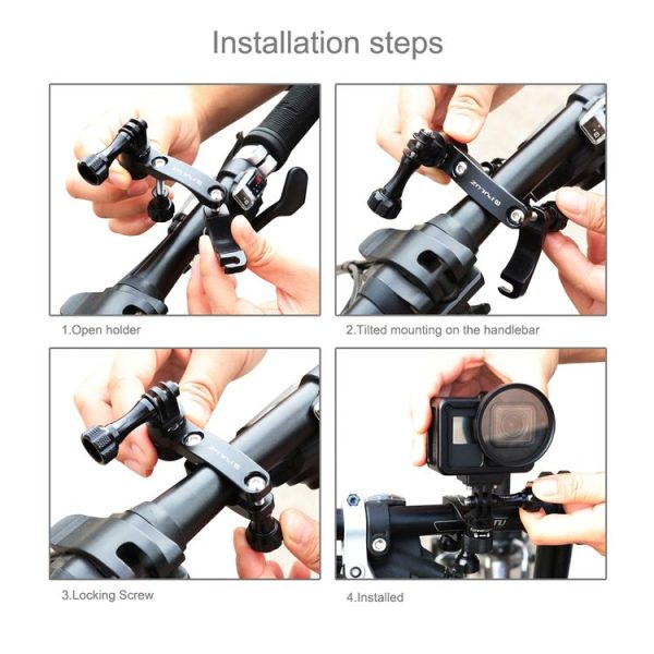 PULUZ 360 Degree Rotation Bike Aluminum Handlebar Adapter Mount with Screw for GoPro, Insta360, DJI and Other Action Cameras (Black) - Image 7
