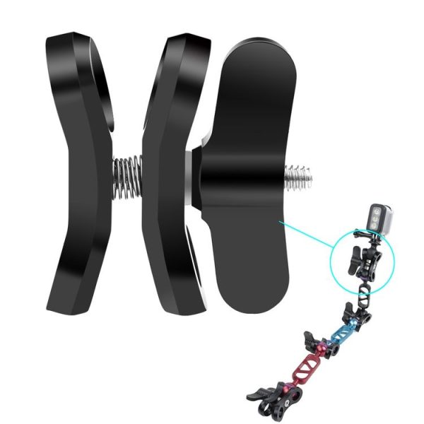 PULUZ Ball Clamp Close Hole Diving Camera Bracket CNC Aluminum Spring Flashlight Clamp for Diving Underwater Photography System (Black) - Image 3