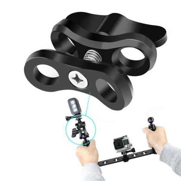 PULUZ Ball Clamp Close Hole Diving Camera Bracket CNC Aluminum Spring Flashlight Clamp for Diving Underwater Photography System (Black) - Image 5