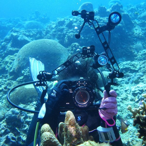 PULUZ Ball Clamp Close Hole Diving Camera Bracket CNC Aluminum Spring Flashlight Clamp for Diving Underwater Photography System (Black) - Image 6