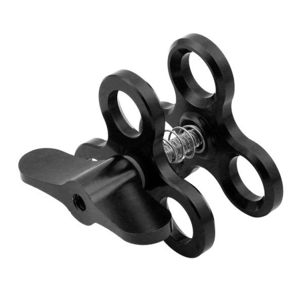 PULUZ Triple Ball Clamp Close Hole Diving Camera Bracket CNC Aluminum Spring Flashlight Clamp for Diving Underwater Photography System (Black) - Image 2