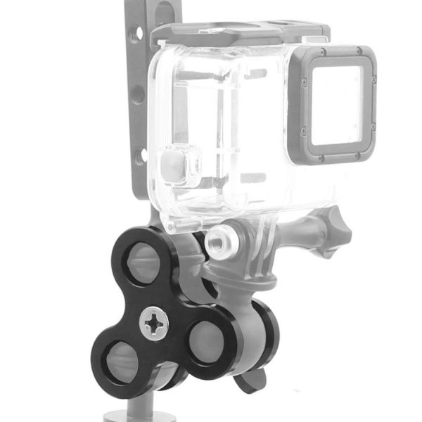 PULUZ Triple Ball Clamp Close Hole Diving Camera Bracket CNC Aluminum Spring Flashlight Clamp for Diving Underwater Photography System (Black) - Image 3
