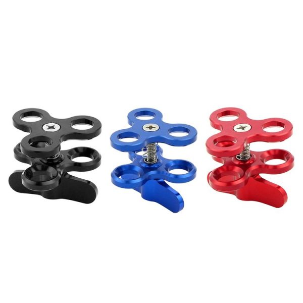 PULUZ Triple Ball Clamp Close Hole Diving Camera Bracket CNC Aluminum Spring Flashlight Clamp for Diving Underwater Photography System (Black) - Image 7