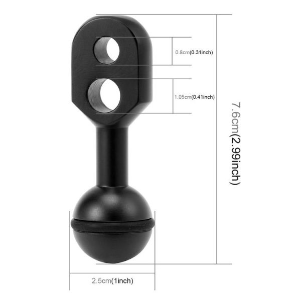 PULUZ Light Diving Aluminum Alloy Clamp Ball Head Mount to YS Head Adapter - Image 3