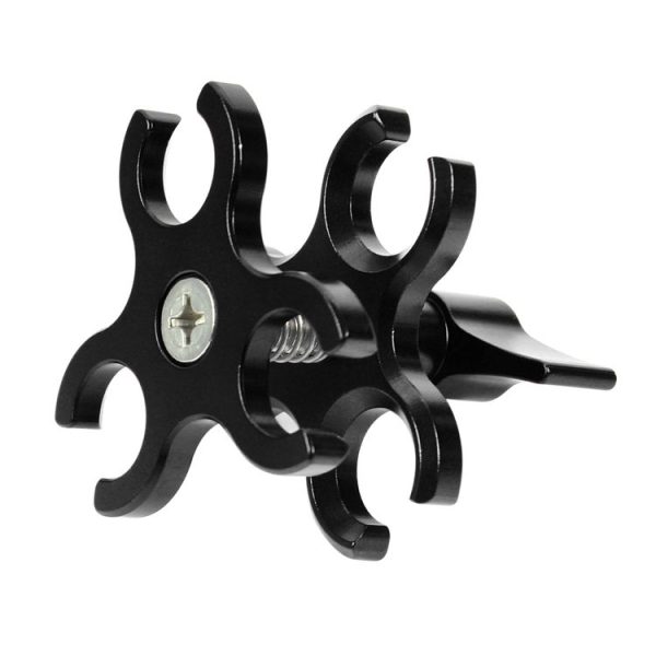 PULUZ Triple Ball Clamp Open Hole Diving Camera Bracket CNC Aluminum Spring Flashlight Clamp for Diving Underwater Photography System (Black)