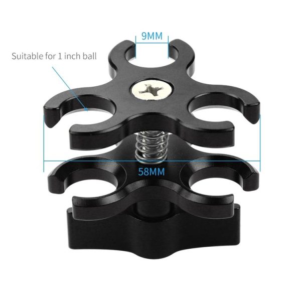 PULUZ Triple Ball Clamp Open Hole Diving Camera Bracket CNC Aluminum Spring Flashlight Clamp for Diving Underwater Photography System (Black) - Image 2