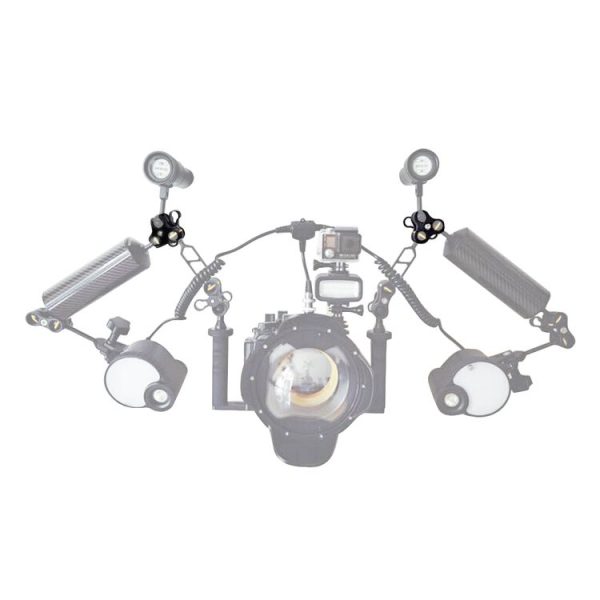 PULUZ Triple Ball Clamp Open Hole Diving Camera Bracket CNC Aluminum Spring Flashlight Clamp for Diving Underwater Photography System (Black) - Image 5