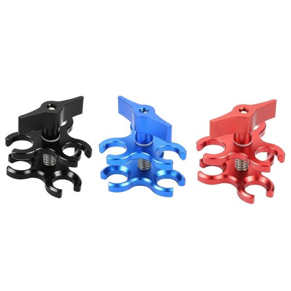 PULUZ Triple Ball Clamp Open Hole Diving Camera Bracket CNC Aluminum Spring Flashlight Clamp for Diving Underwater Photography System (Black) - Image 7