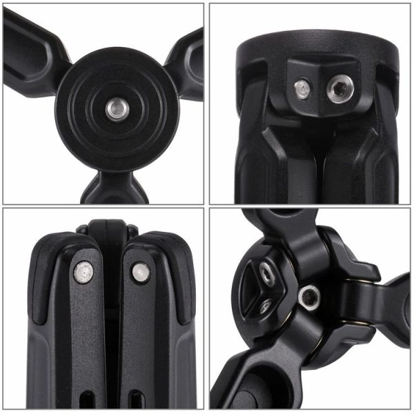 PULUZ Pocket Mini Metal Desktop Tripod Mount with 1 / 4 inch to 3 / 8 inch Thread Adapter Screw for DSLR & Digital Cameras, Adjustable Height: 4.5-15cm, Max Load: 20kg (Black) - Image 8