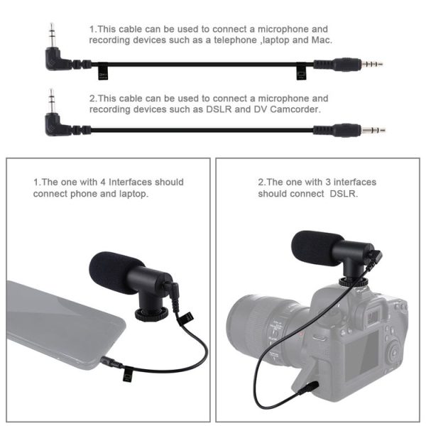 PULUZ 3.5mm Audio Stereo Recording Vlogging Professional Interview Microphone for DSLR & DV Camcorder, Smartphones - Image 5