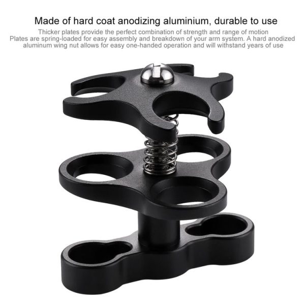 PULUZ Triple Ball Clamp Diving Camera Bracket Aluminum Spring Flashlight Clamp for Diving Underwater Photography System - Image 4