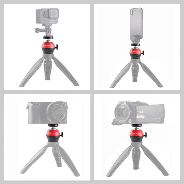 PULUZ 1 / 4 inch Screw Aluminum Alloy Ball Head ABS Tripod Adapter (Red) - Image 5