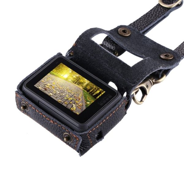 PULUZ for GoPro HERO7 Black / 6 / 5 Litchi Texture Genuine Leather Housing Case with Set Key Hole & Neck Strap & 52mm UV Lens (Black) - Image 5