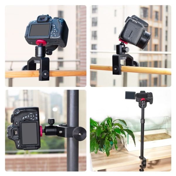 PULUZ Heavy Duty C Clamp Camera Clamp Mount with 1 / 4 inch Screw for GoPro, Insta360, DJI and Other Action Cameras (Black) - Image 6