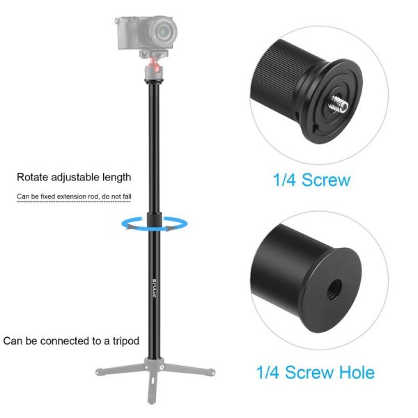 PULUZ Telescopic Extension Central Shaft Rod Monopod Holder, Rod Length: 33-60cm (Black) - Image 3