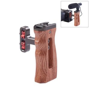 PULUZ Universal Side Wooden Handle Handgrip with Cold Shoe for DSLR Camera Cage (Bronze)