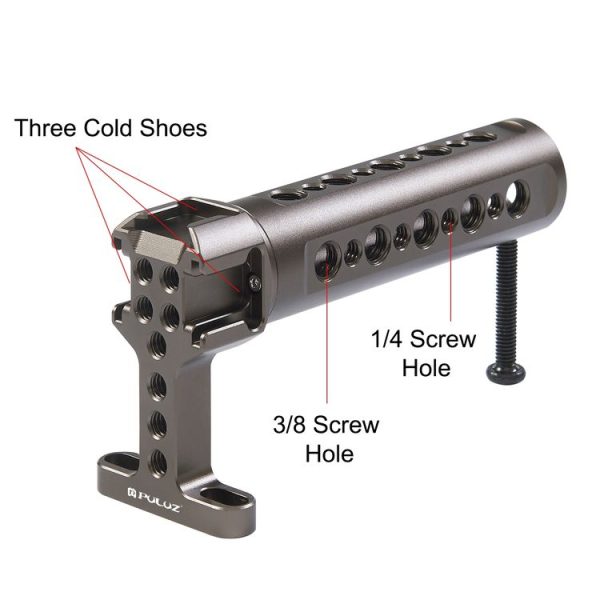 PULUZ Handheld Video Stabilizer Top Handle with 3 Cold Shoes Mount for Camera Cage (Bronze) - Image 3