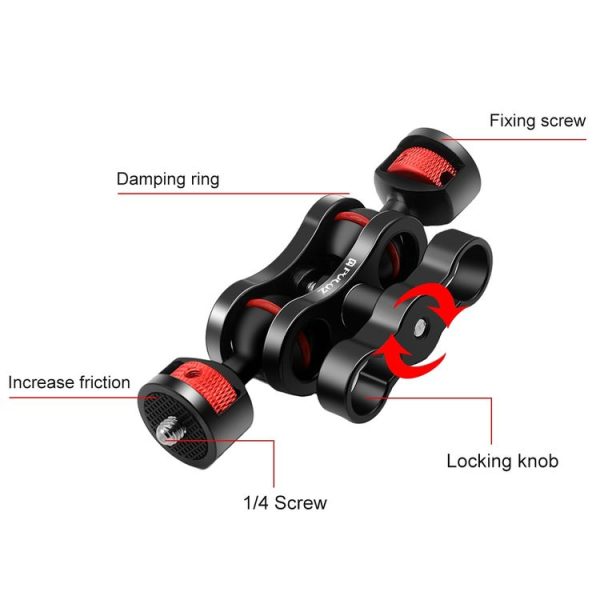 PULUZ Magic Arm Bracket Mount 1 / 4 inch Ball Head Magic Arm (Black) - Image 2