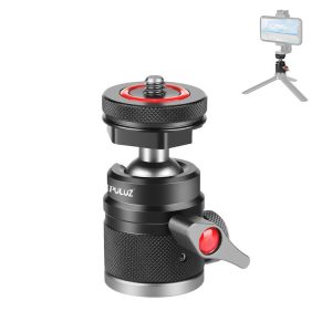 PULUZ Aluminum Alloy Ball Head Tripod Mount with Cold Shoe Base (Black)
