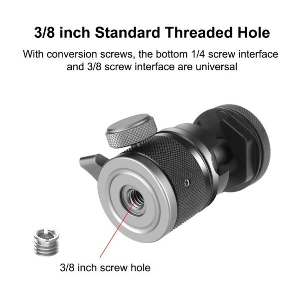PULUZ Aluminum Alloy Ball Head Tripod Mount with Cold Shoe Base (Black) - Image 5