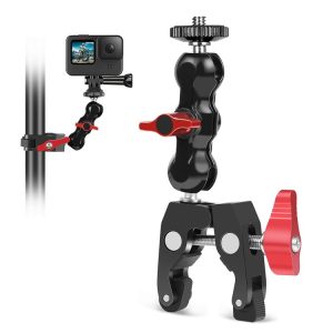PULUZ Multi-function Magic Arm Ball Mount Clamp Crab Pliers Clip (Red)