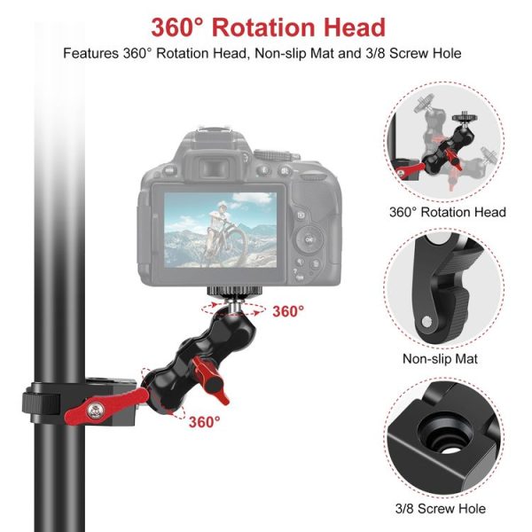 PULUZ Multi-function Magic Arm Ball Mount Clamp Crab Pliers Clip (Red) - Image 5