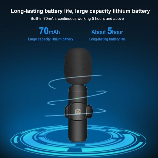 PULUZ Wireless Lavalier Noise Reduction Reverb Microphone for 8-Pin Device, Support Phone Charging (Black) - Image 7