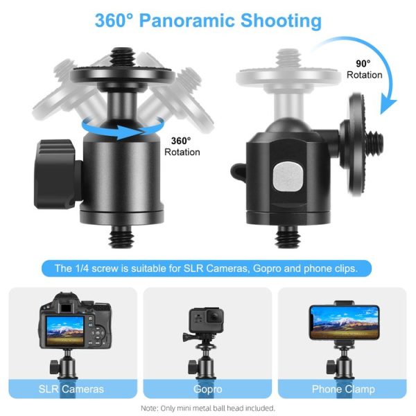 PULUZ 1 / 4 inch Outer Screw Metal Tripod Ball Head Adapter with Knob Lock (Black) - Image 4