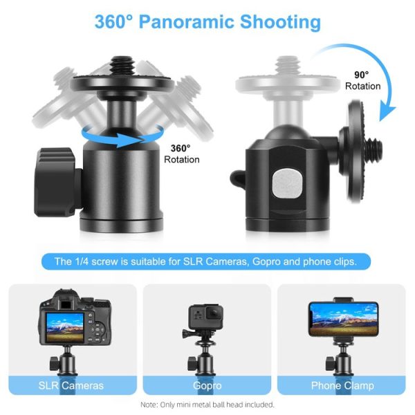 PULUZ 1 / 4 inch Inner Screw Metal Tripod Ball Head Adapter with Knob Lock (Black) - Image 4