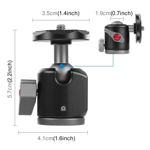 PULUZ Cold Shoe Aluminum Alloy Tripod Ball Head Adapter (Black) - Image 3