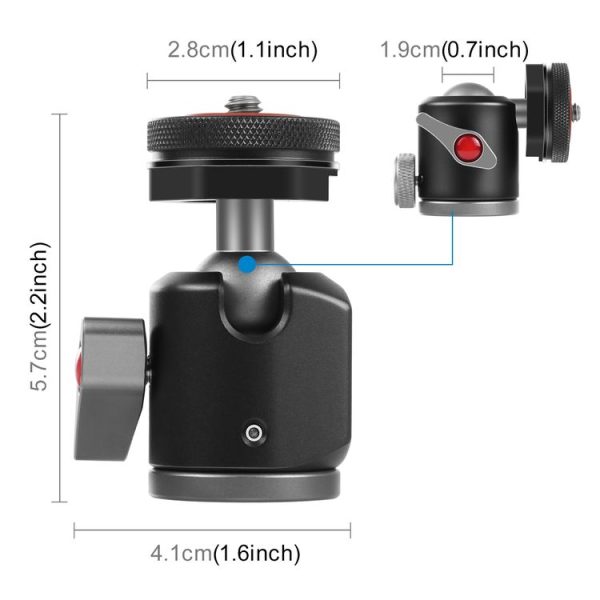 PULUZ Dual Cold Shoes Aluminum Alloy Tripod Ball Head Adapter (Black) - Image 2