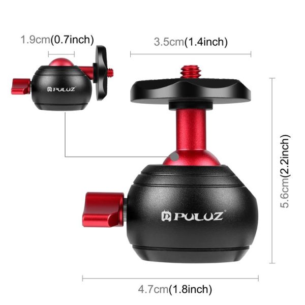 PULUZ 360 Degree Panoramic Metal Tripod Ball Head Adapter (Red) - Image 3