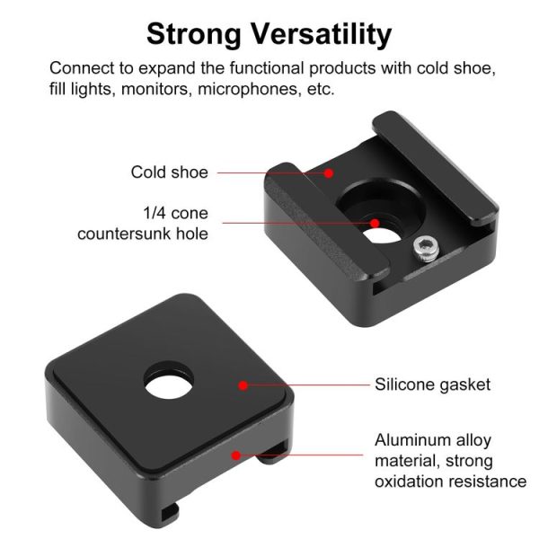 PULUZ Expand Cold Shoe Mount Adapter Microphone Flash Light Aluminum Alloy Holder Bracket (Black) - Image 3
