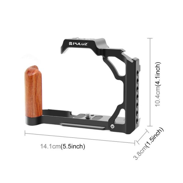 Nikon ZFC PULUZ Wood Handle Metal Camera Cage Stabilizer Rig (Black) - Image 2