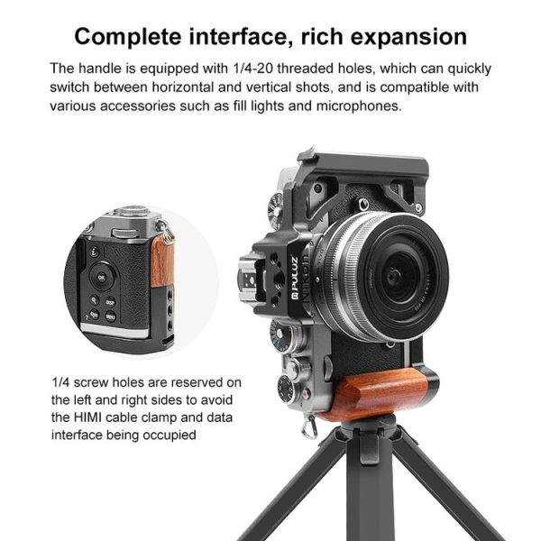 Nikon ZFC PULUZ Wood Handle Metal Camera Cage Stabilizer Rig (Black) - Image 4