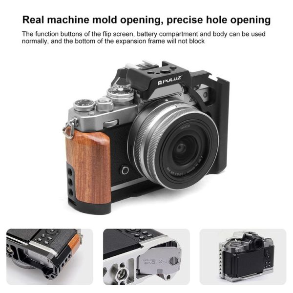 Nikon ZFC PULUZ Wood Handle Metal Camera Cage Stabilizer Rig (Black) - Image 6