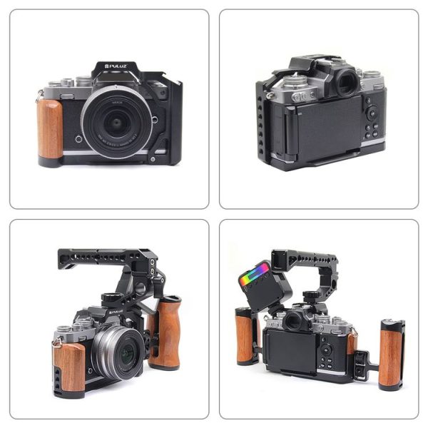 Nikon ZFC PULUZ Wood Handle Metal Camera Cage Stabilizer Rig (Black) - Image 7