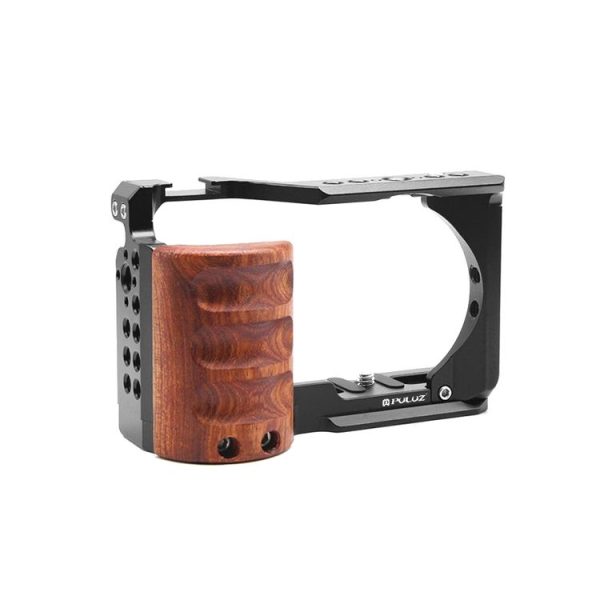Sony ZV-E10 PULUZ Wood Handle Metal Camera Cage Stabilizer Rig - Image 2