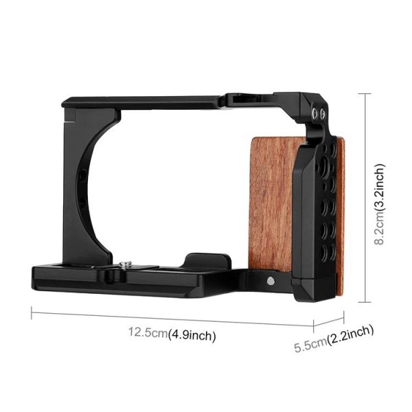 Sony ZV-E10 PULUZ Wood Handle Metal Camera Cage Stabilizer Rig - Image 3