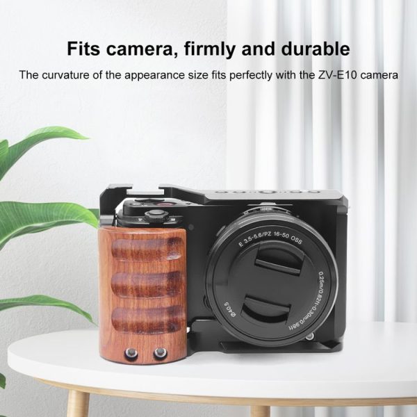 Sony ZV-E10 PULUZ Wood Handle Metal Camera Cage Stabilizer Rig - Image 6