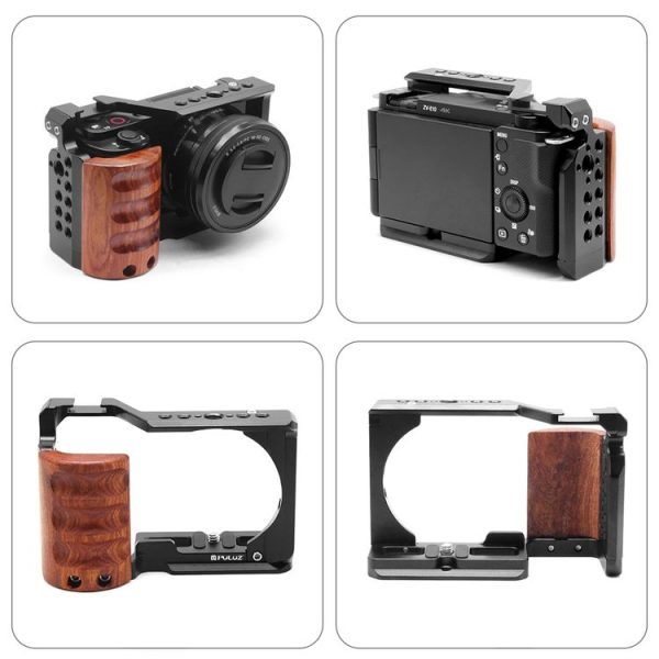 Sony ZV-E10 PULUZ Wood Handle Metal Camera Cage Stabilizer Rig - Image 7