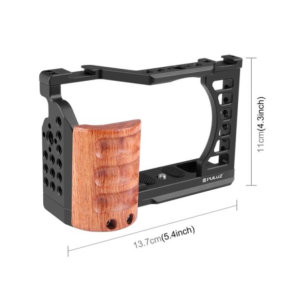 Sony ZV-E1 PULUZ Wood Handle Metal Camera Cage Stabilizer Rig - Image 2