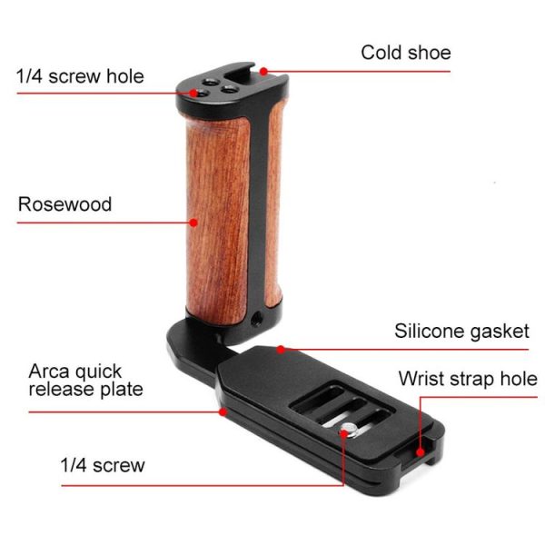 PULUZ Wooden Left Side Handle Vertical Shoot Quick Release L Plate - Image 3