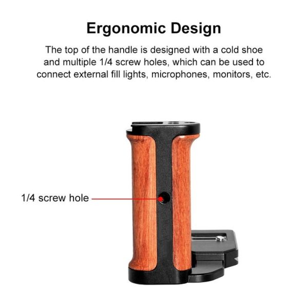 PULUZ Wooden Left Side Handle Vertical Shoot Quick Release L Plate - Image 5