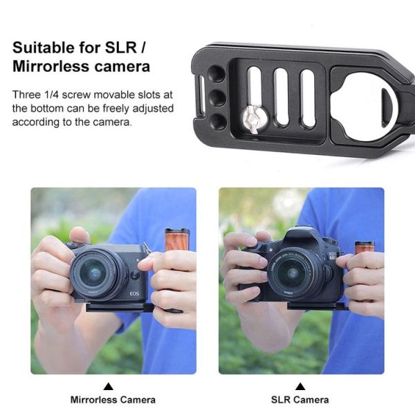 PULUZ Wooden Left Side Handle Vertical Shoot Quick Release L Plate - Image 8