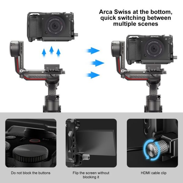 Sony A6700 PULUZ Metal Camera Cage Stabilizer Rig (Black) - Image 6